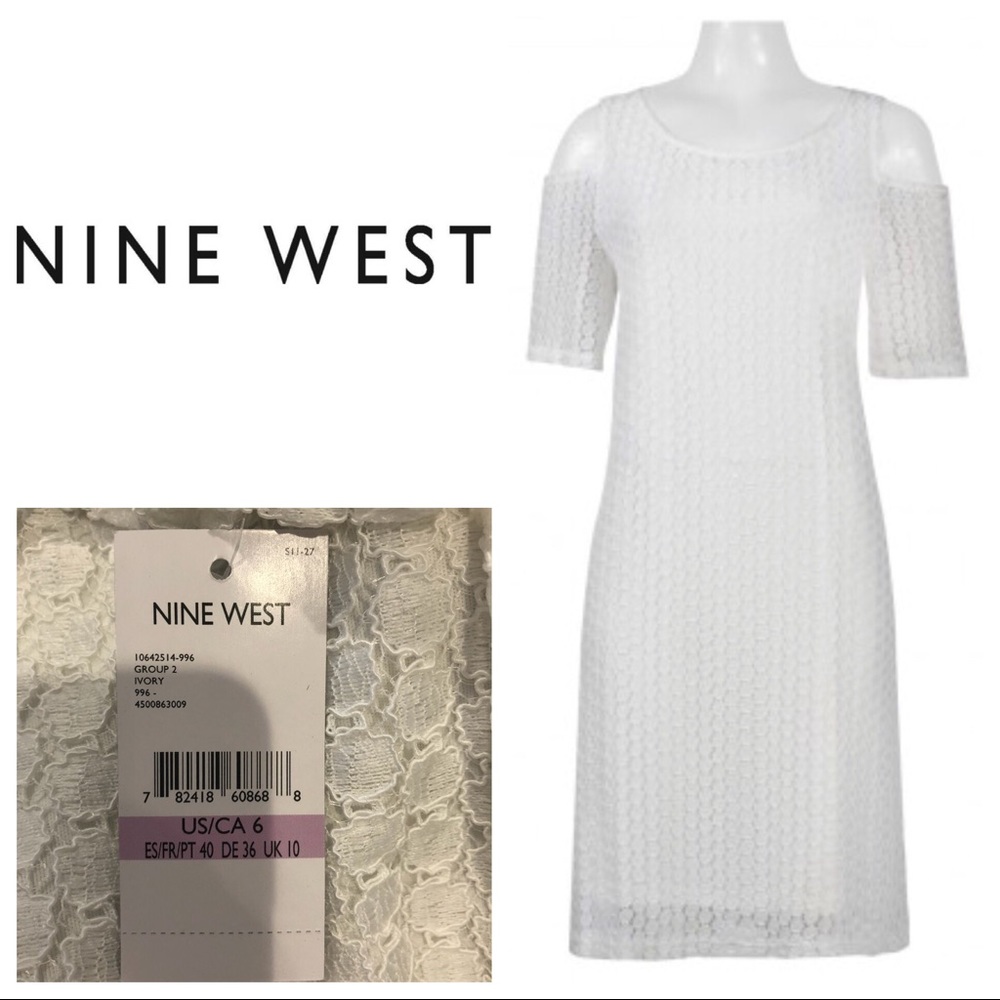 NWT- Nine West Ivory Scoop Neck Dress